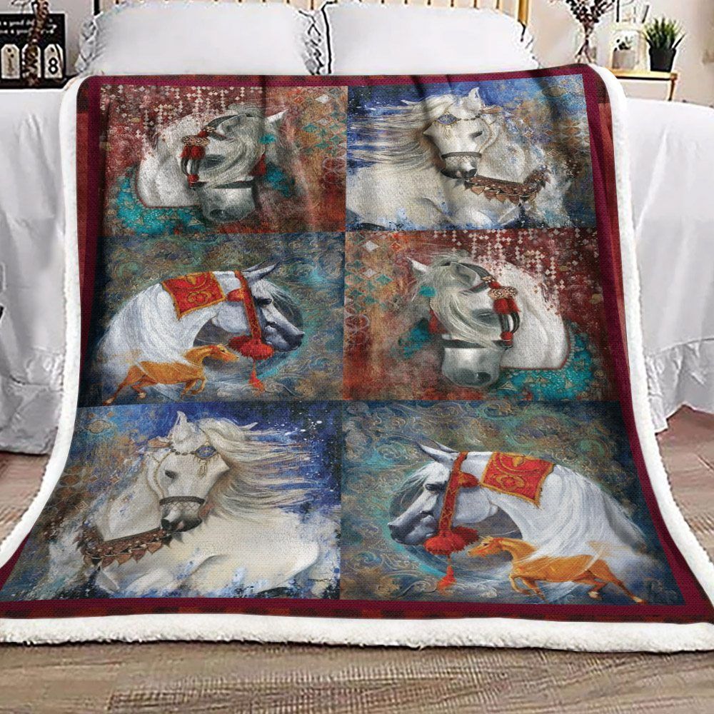 Horse Sherpa Fleece Blanket