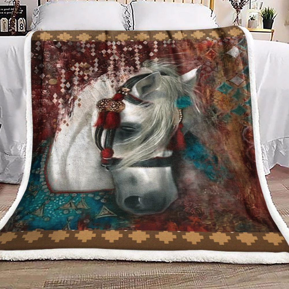 Horse Sherpa Fleece Blanket