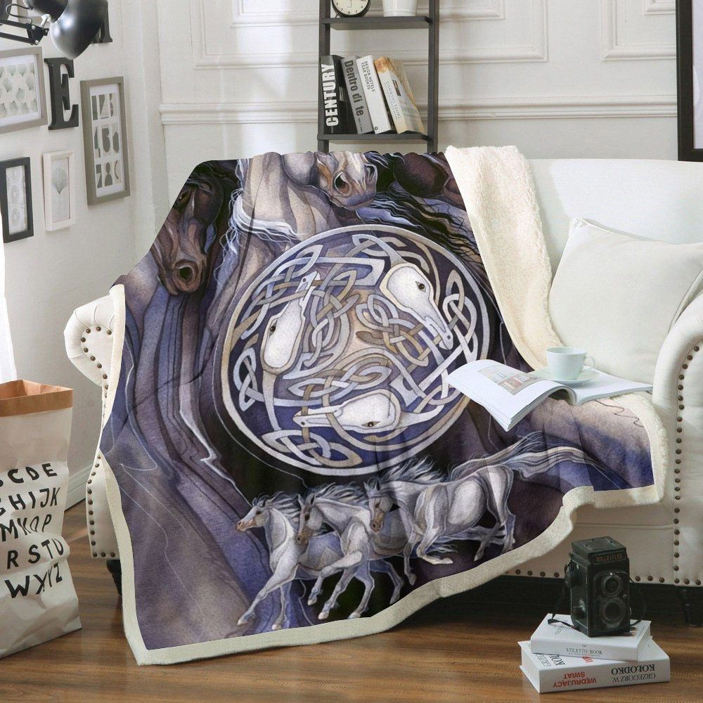 Horse Sherpa Fleece Blanket