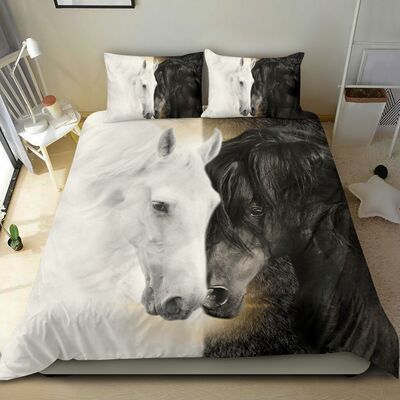 Horse Black And White Bedding Set
