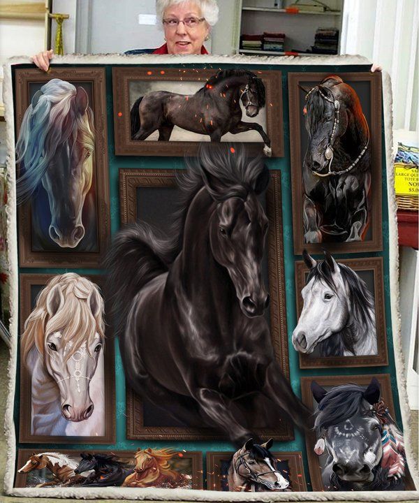 Horse Black Quilt Blanket DHC150120686TD