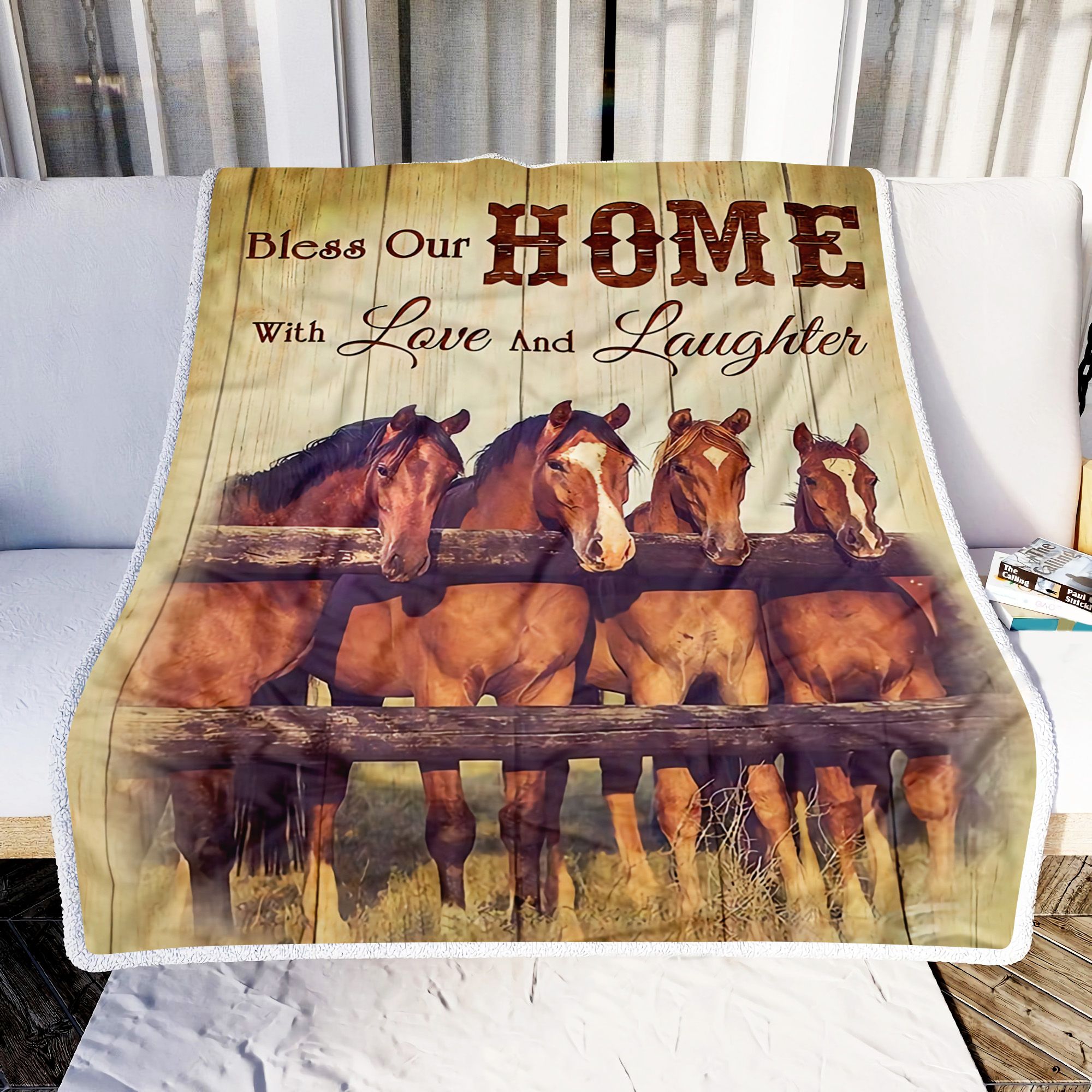 Horse Bless Our Home Fleece Blanket
