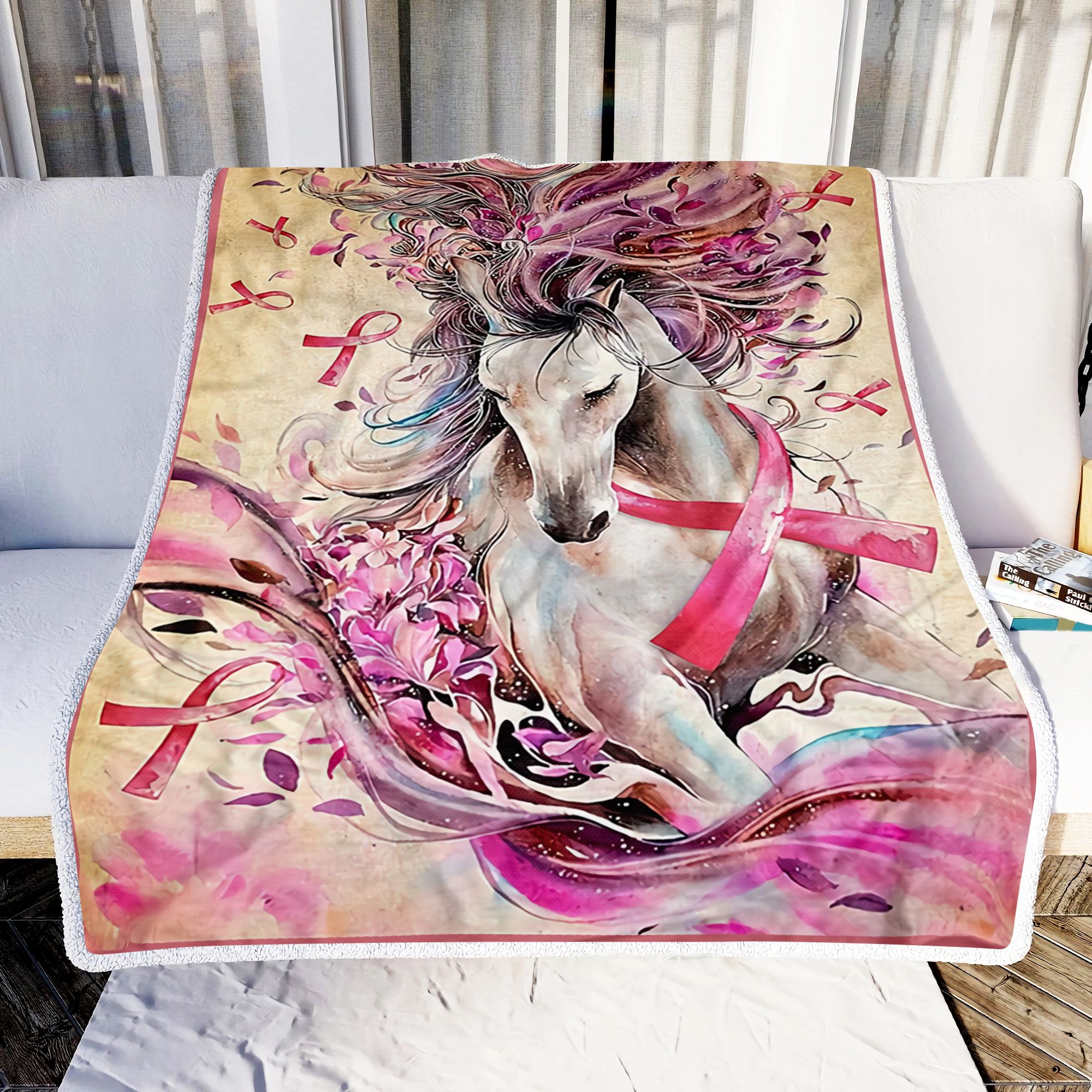 Horse Breast Cancer Awareness Fleece Blanket