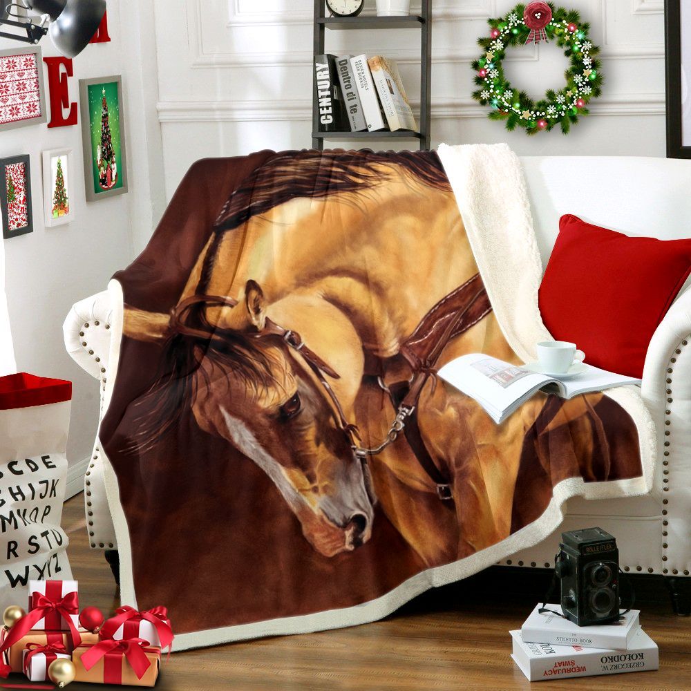 Horse Brown Sherpa Fleece Blanket