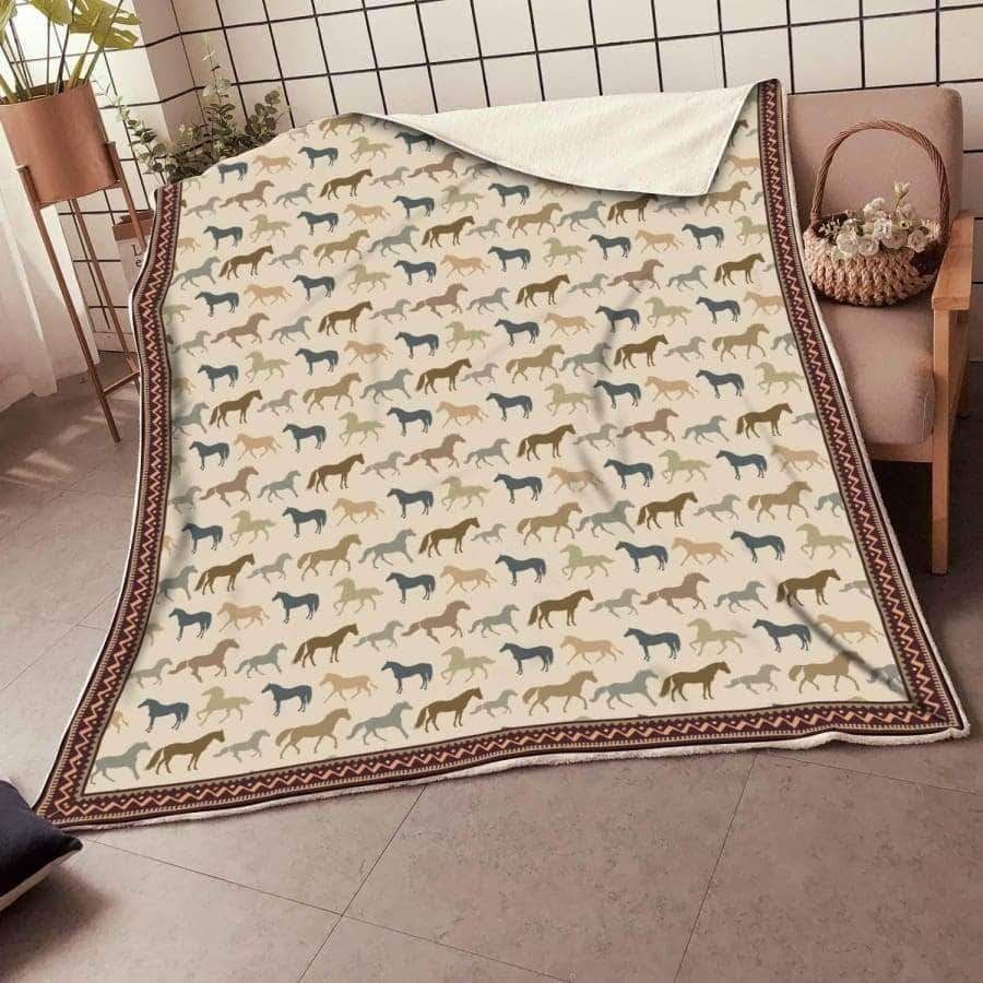 Horse Brown Sherpa Fleece Blanket