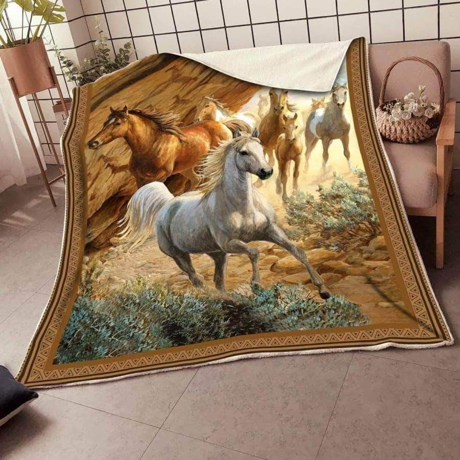Horse Brown Sherpa Fleece Blanket