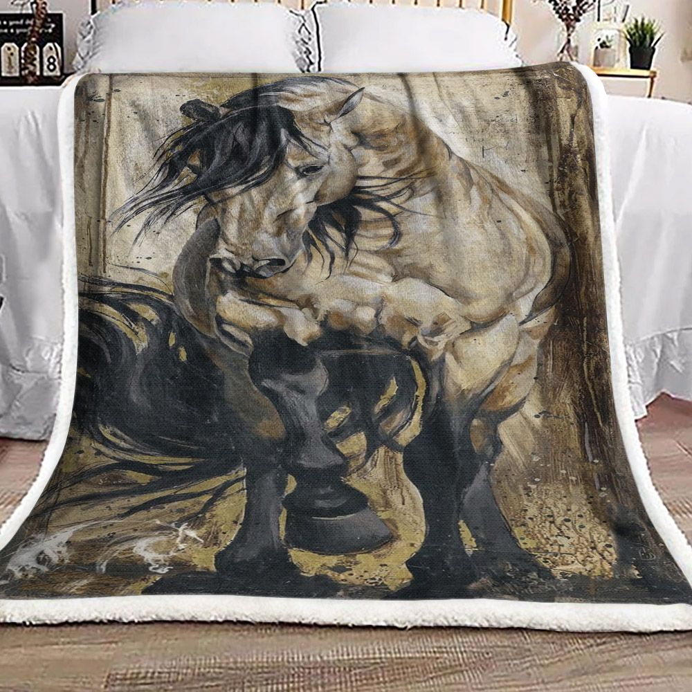 Horse Sherpa Fleece Blanket