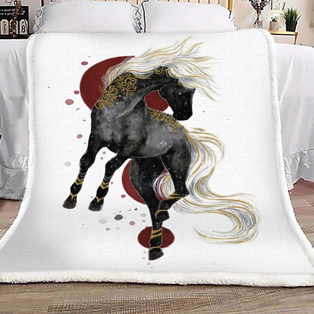 Horse Sherpa Fleece Blanket