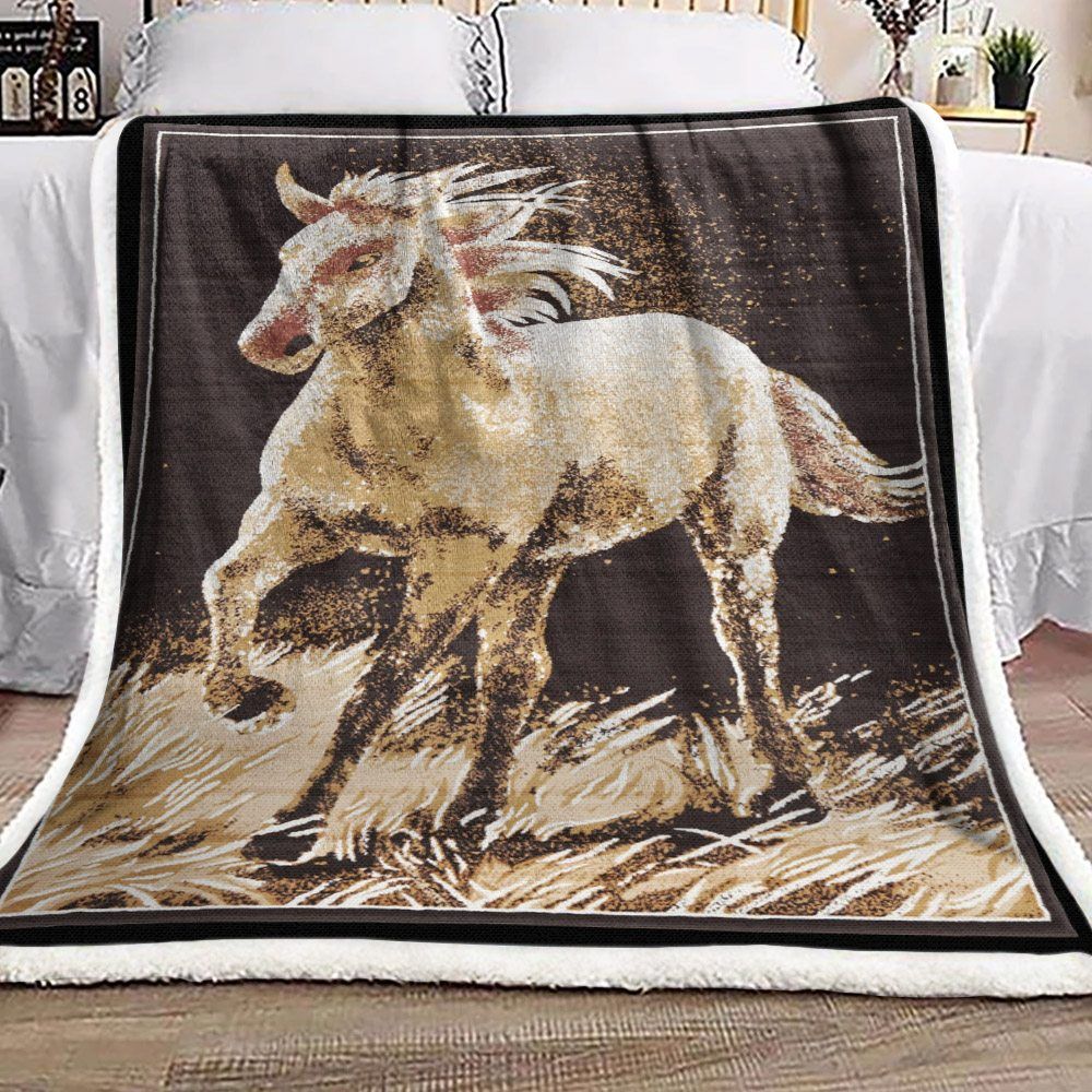 Horse Sherpa Fleece Blanket