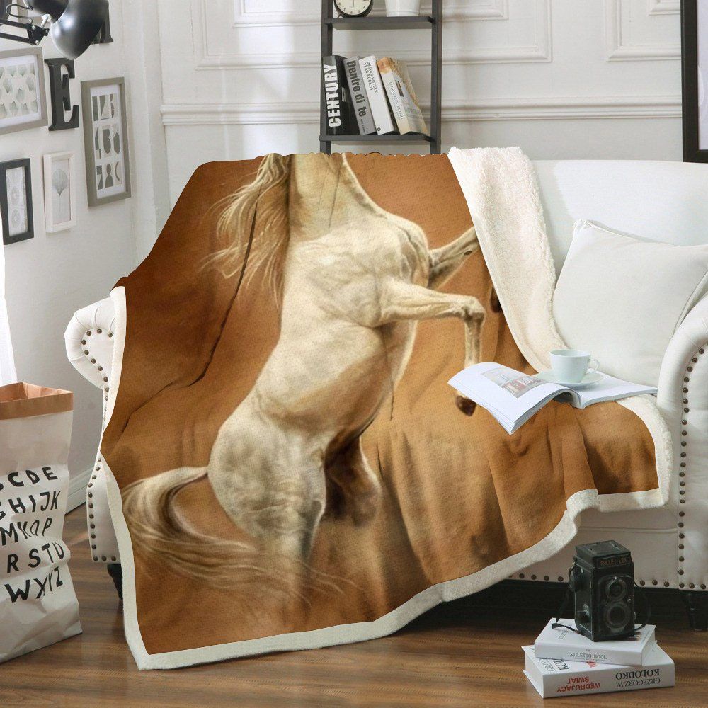 Horse Sherpa Fleece Blanket