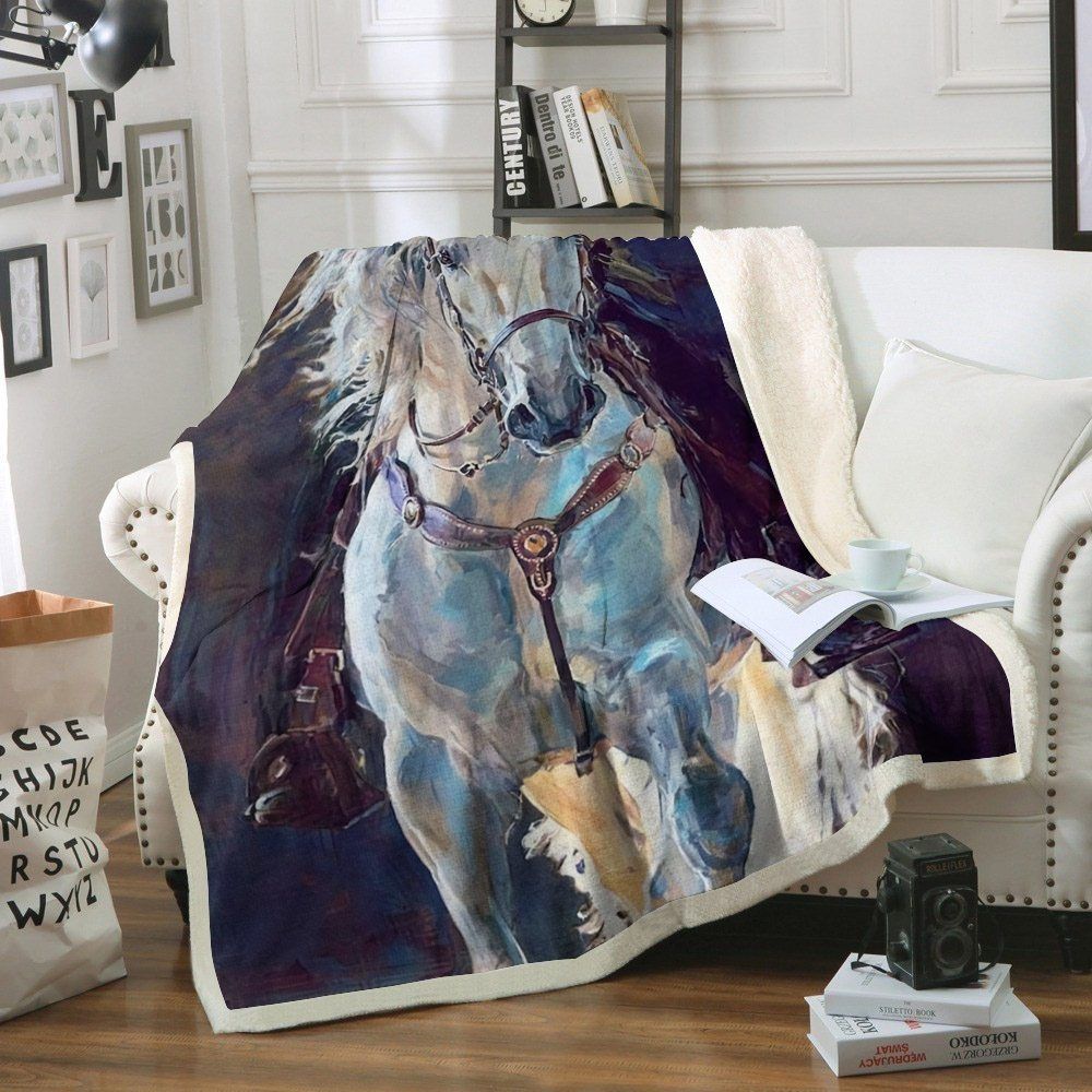 Horse Sherpa Fleece Blanket