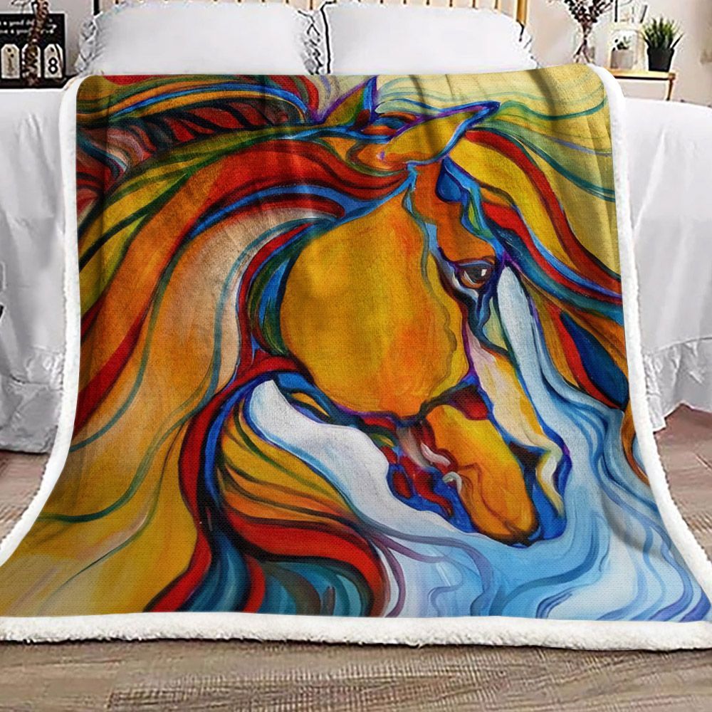 Horse Sherpa Fleece Blanket