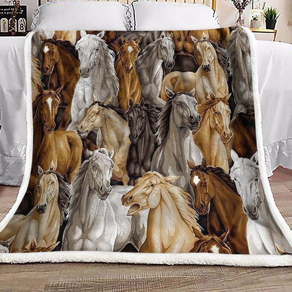 Horse Sherpa Fleece Blanket