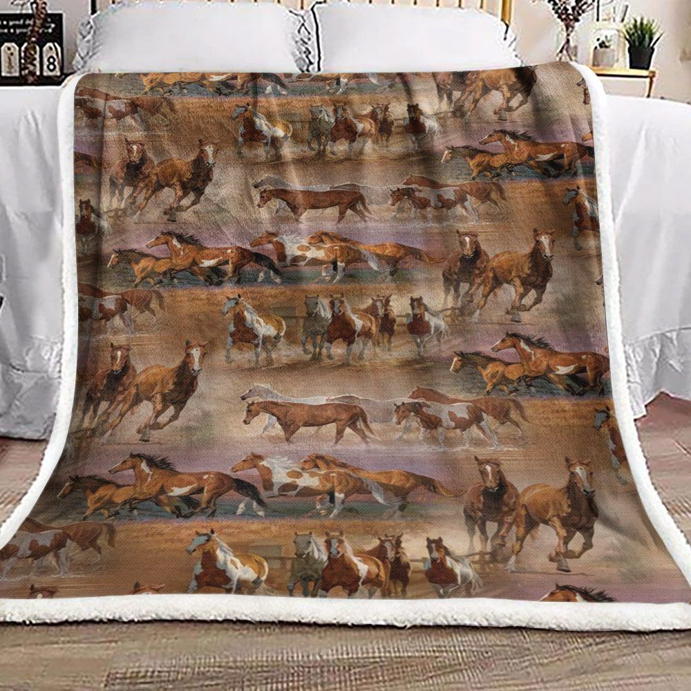 Horse Sherpa Fleece Blanket