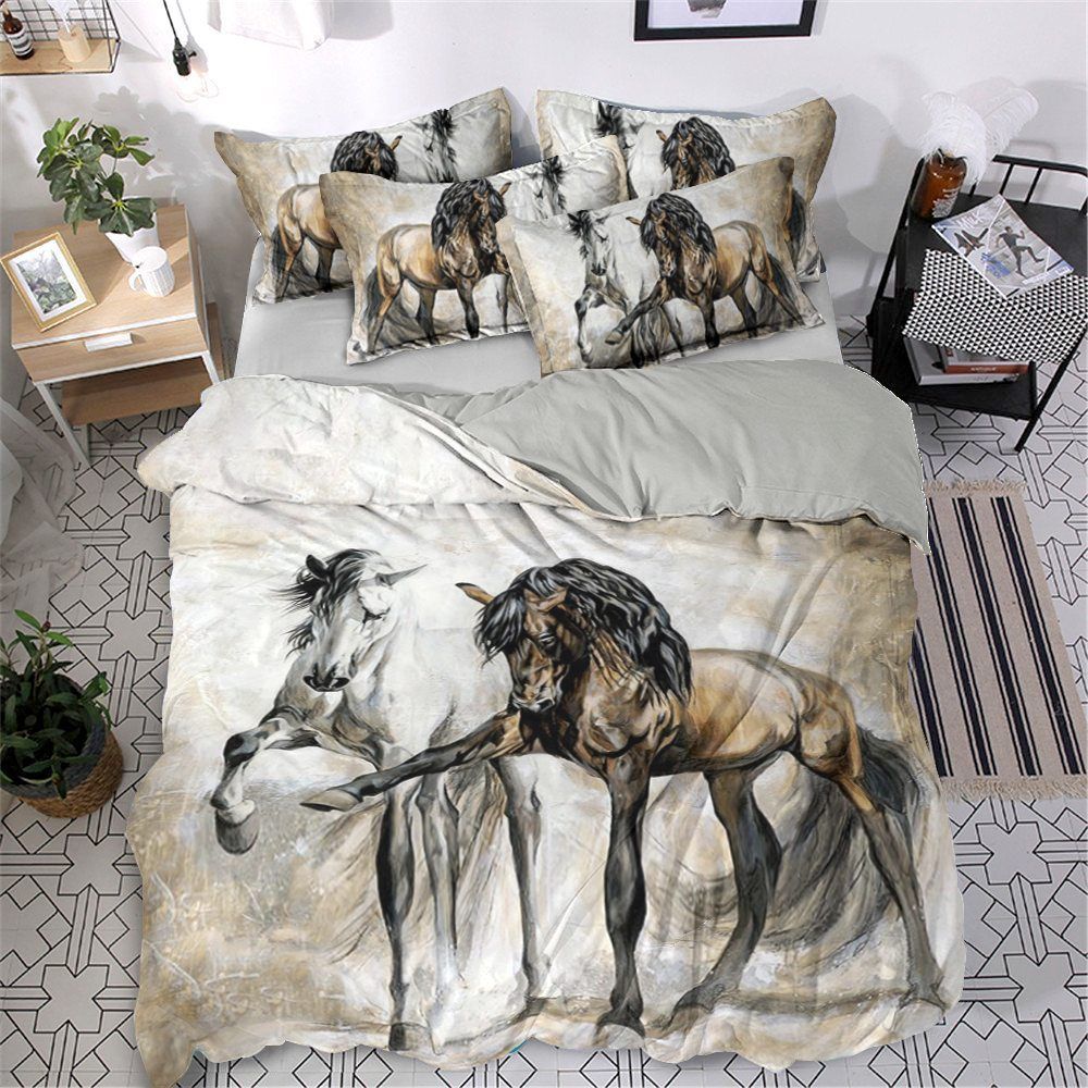 Horse Cotton Bed Sheets Spread Comforter Bedding Set