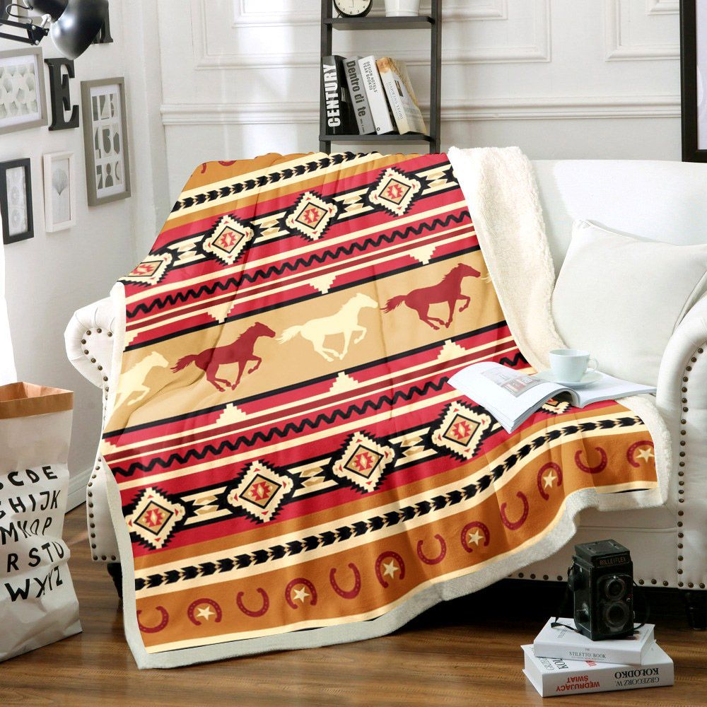 Horse Sherpa Fleece Blanket