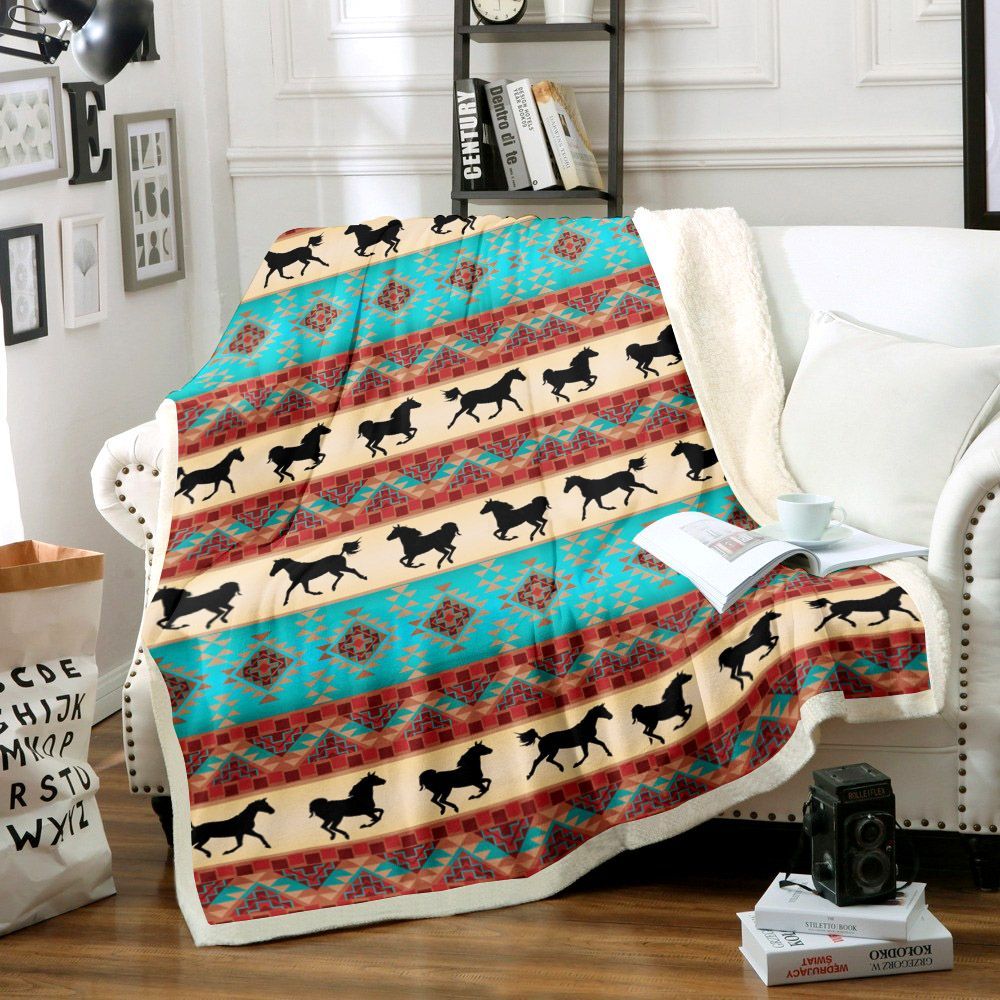 Horse Sherpa Fleece Blanket