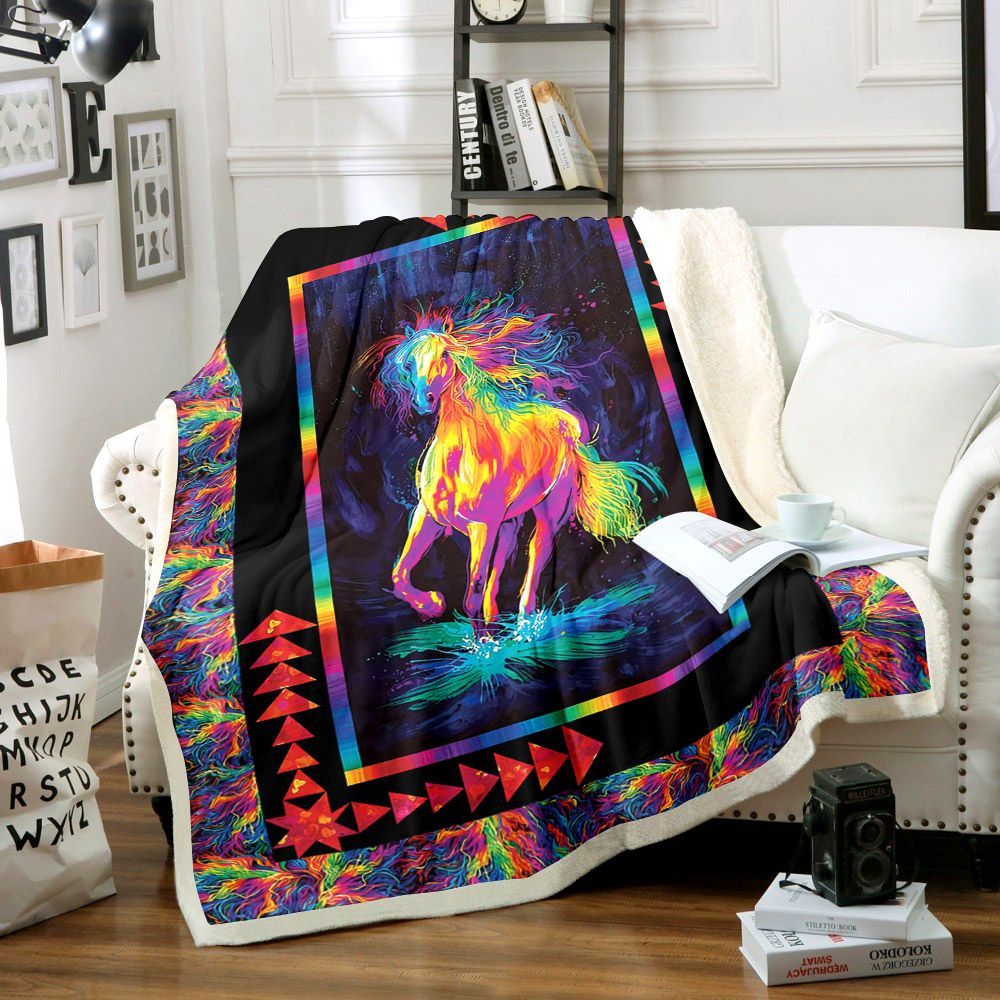 Horse Sherpa Fleece Blanket