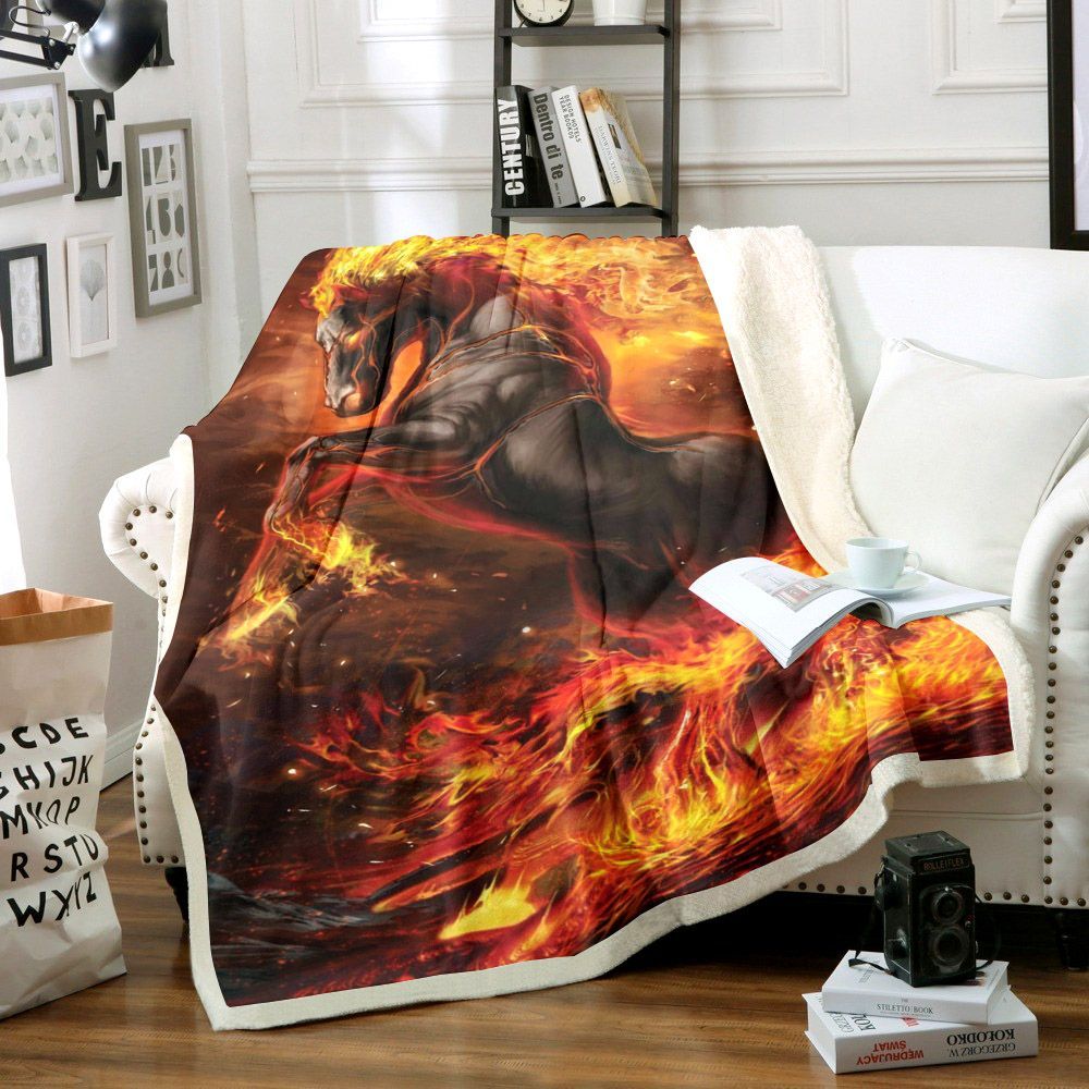 Horse Sherpa Fleece Blanket