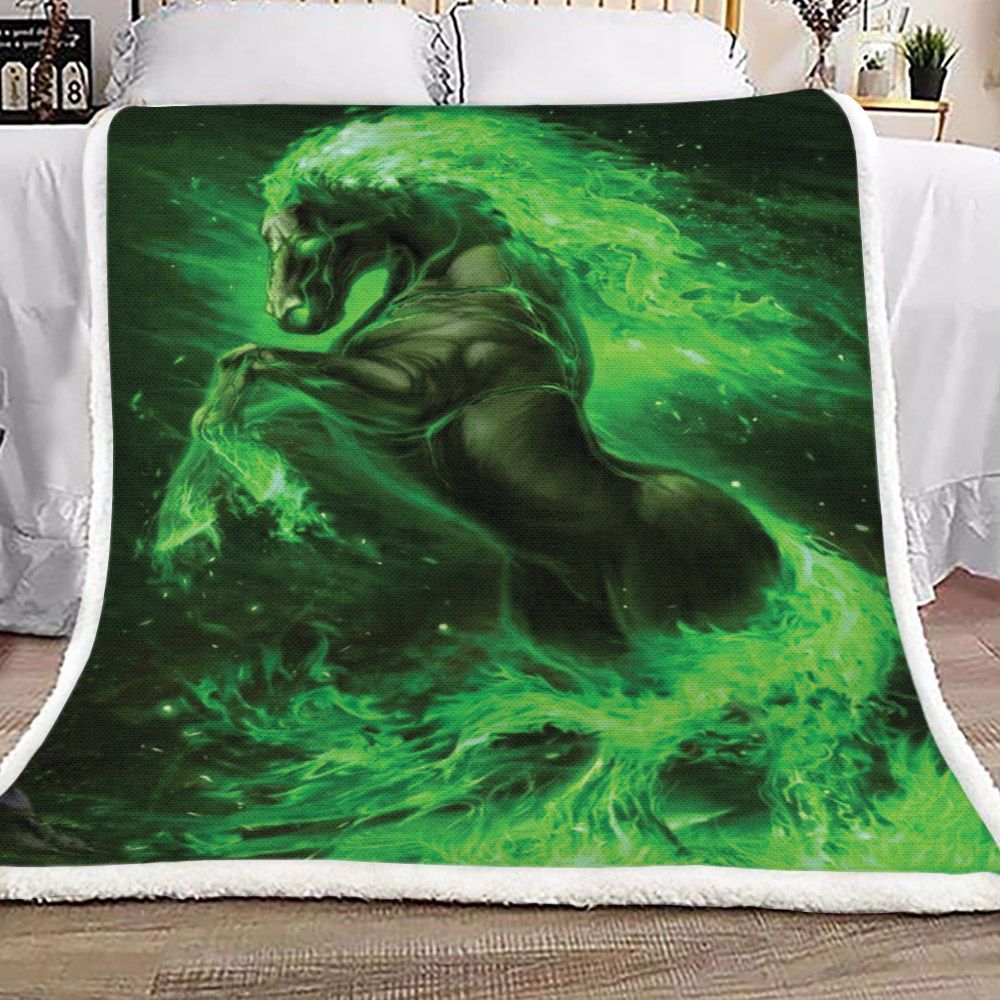 Horse Sherpa Fleece Blanket