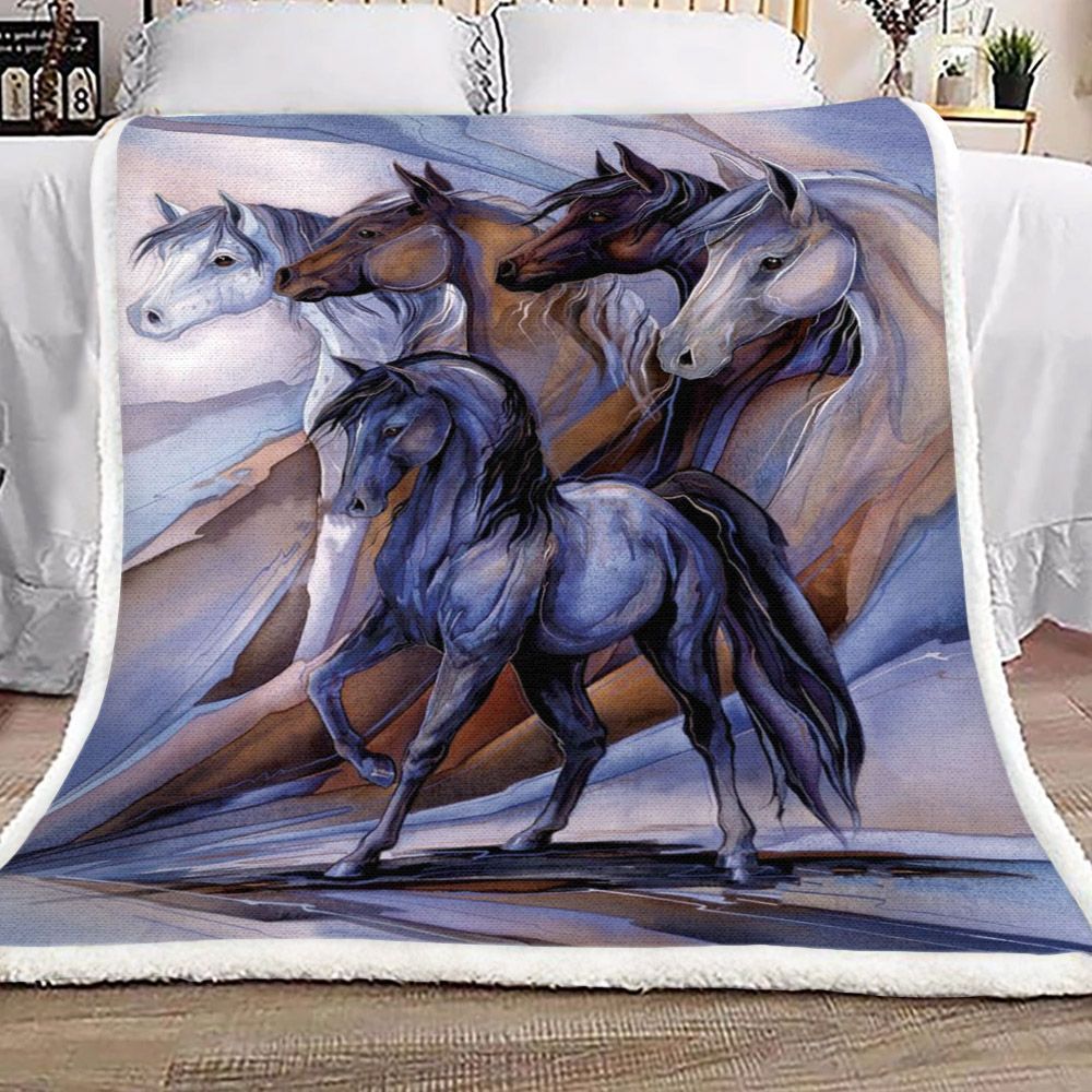 Horse Sherpa Fleece Blanket