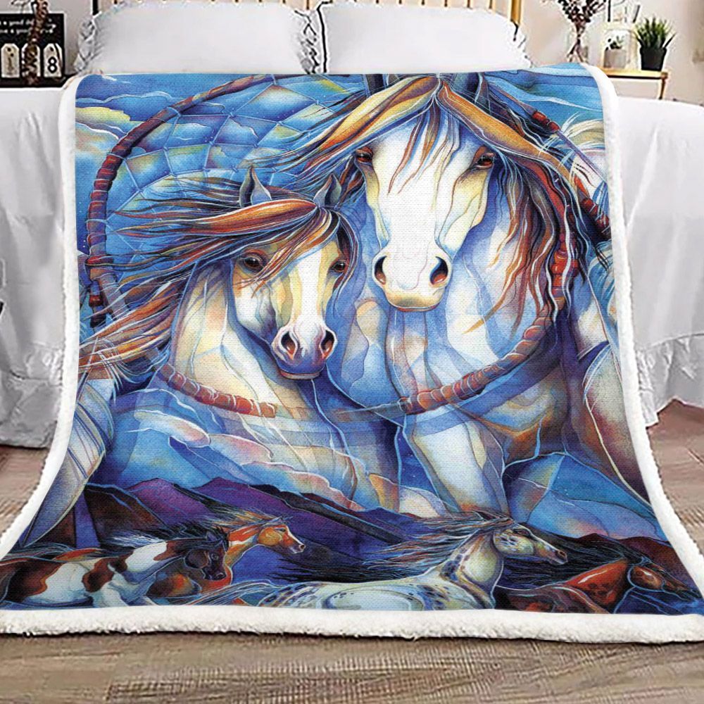 Horse Sherpa Fleece Blanket
