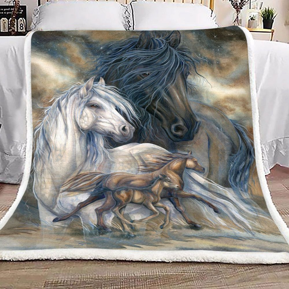 Horse Sherpa Fleece Blanket