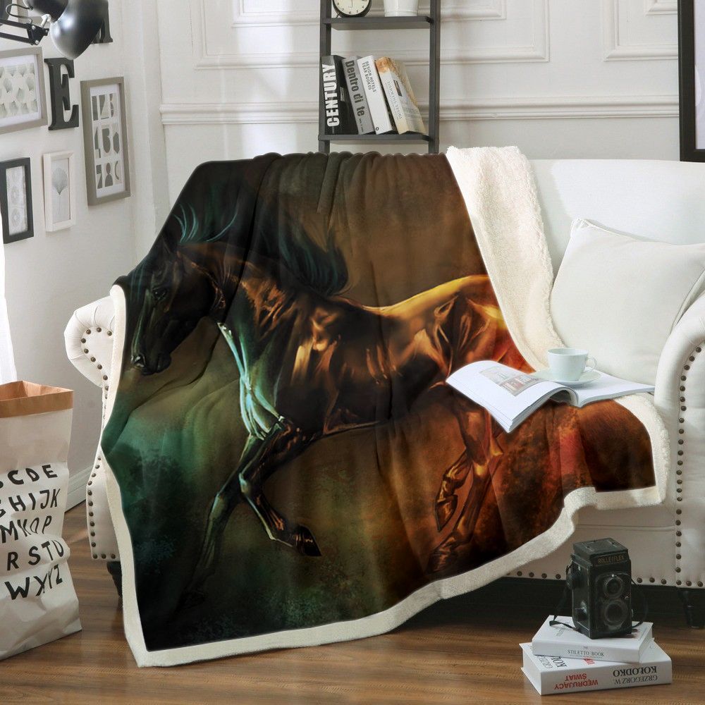 Horse Sherpa Fleece Blanket