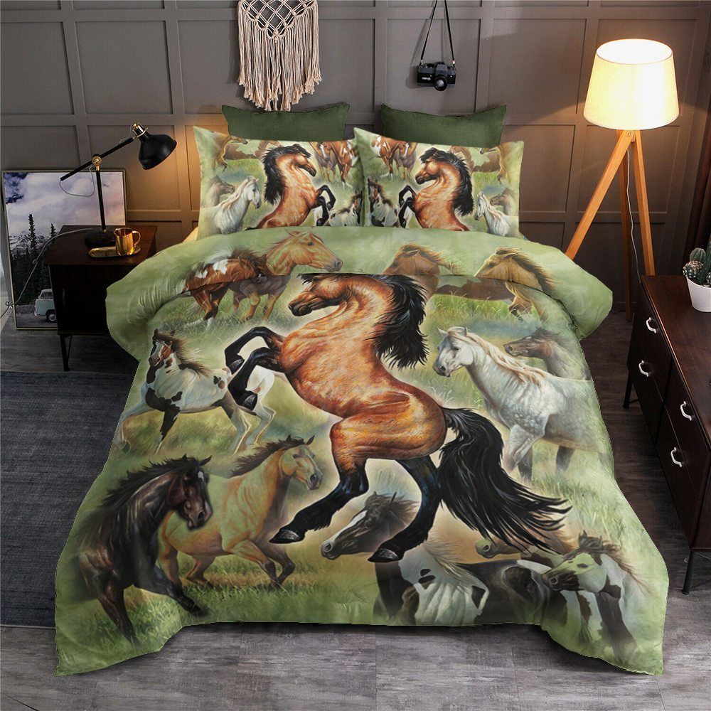 Horse Cotton Bed Sheets Spread Comforter Bedding Set