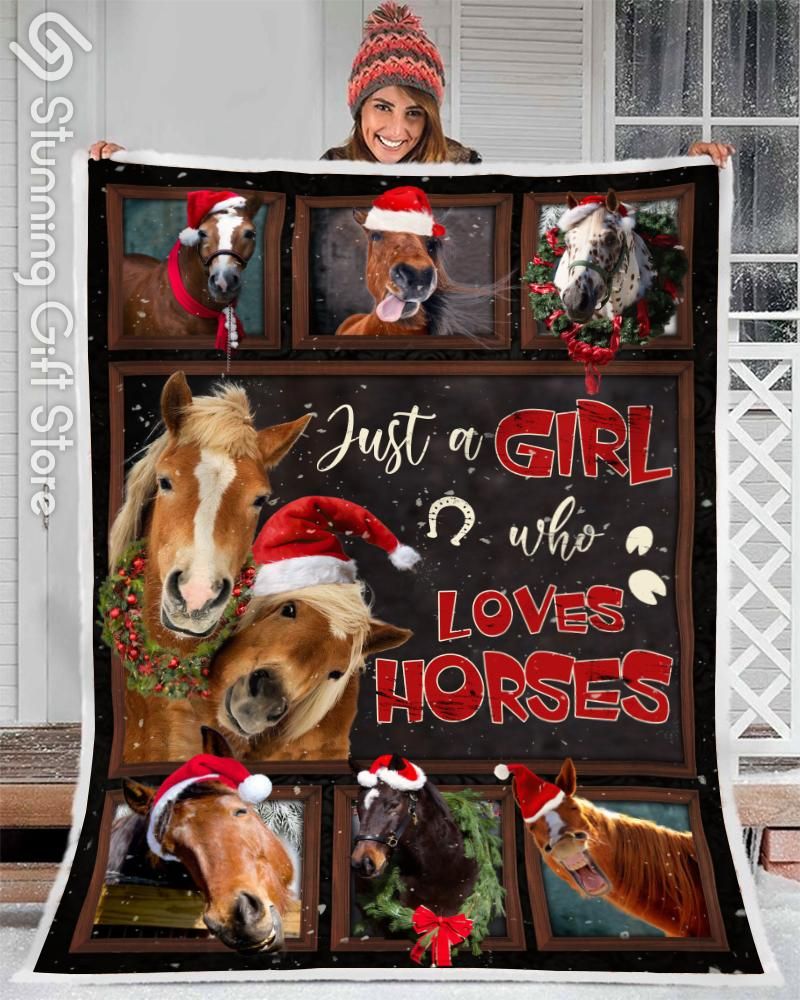 Horse Christmas Fleece Blanket