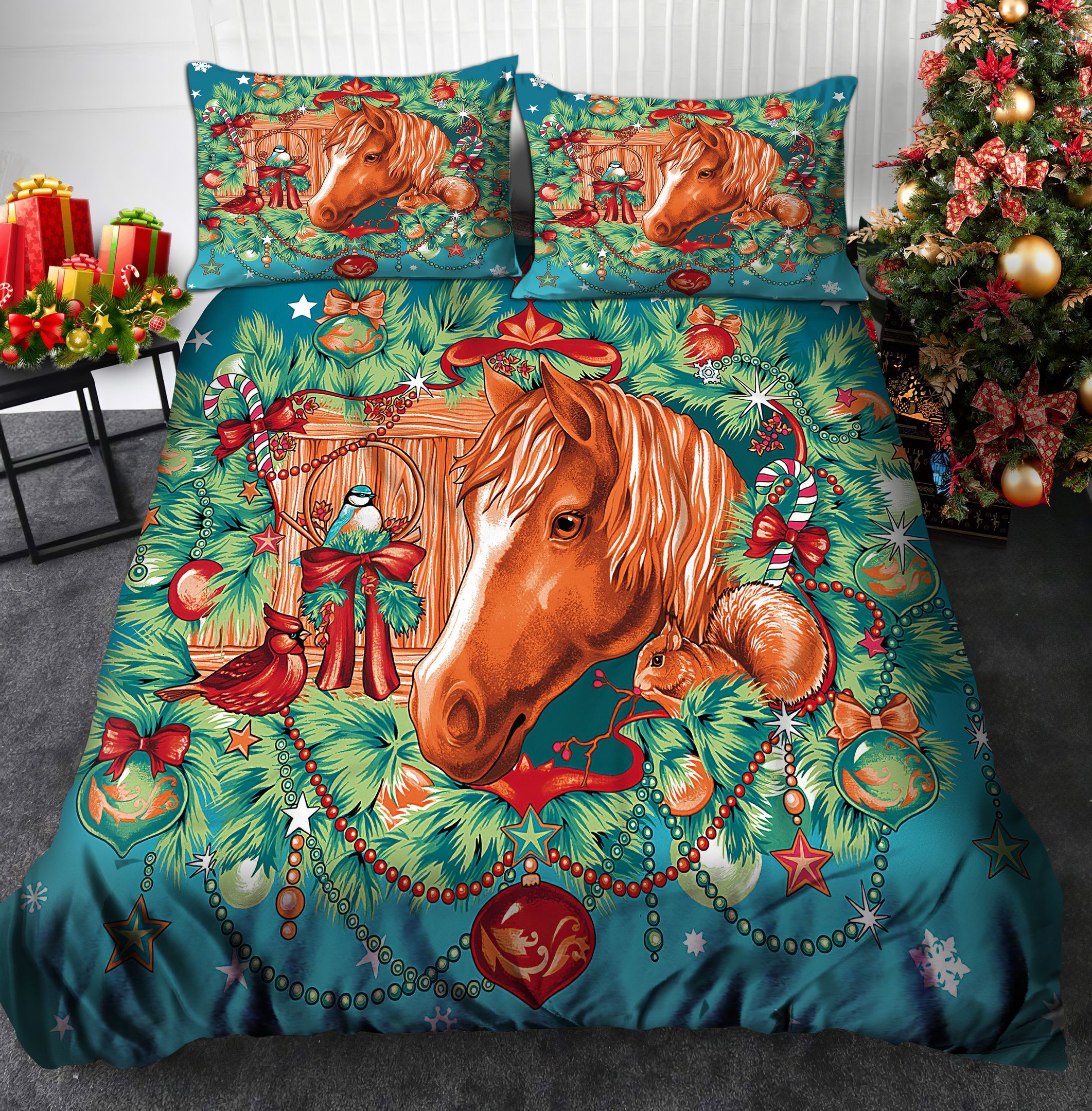 Horse Christmas Bedding Set