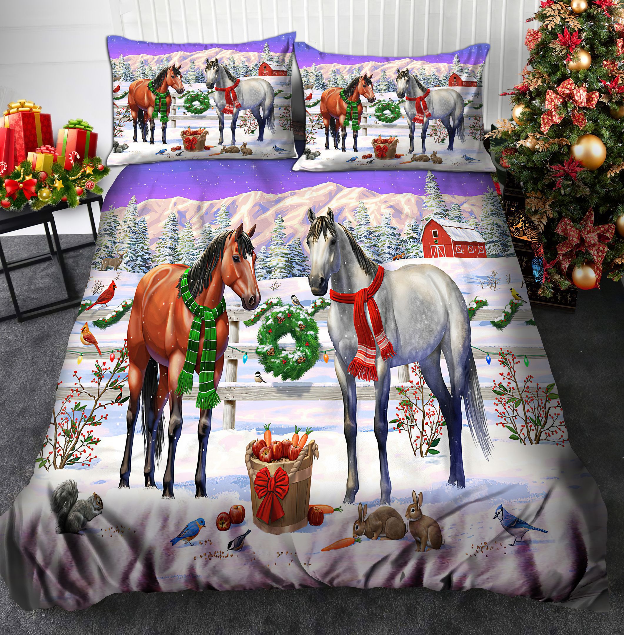 Horse Christmas Bedding Set