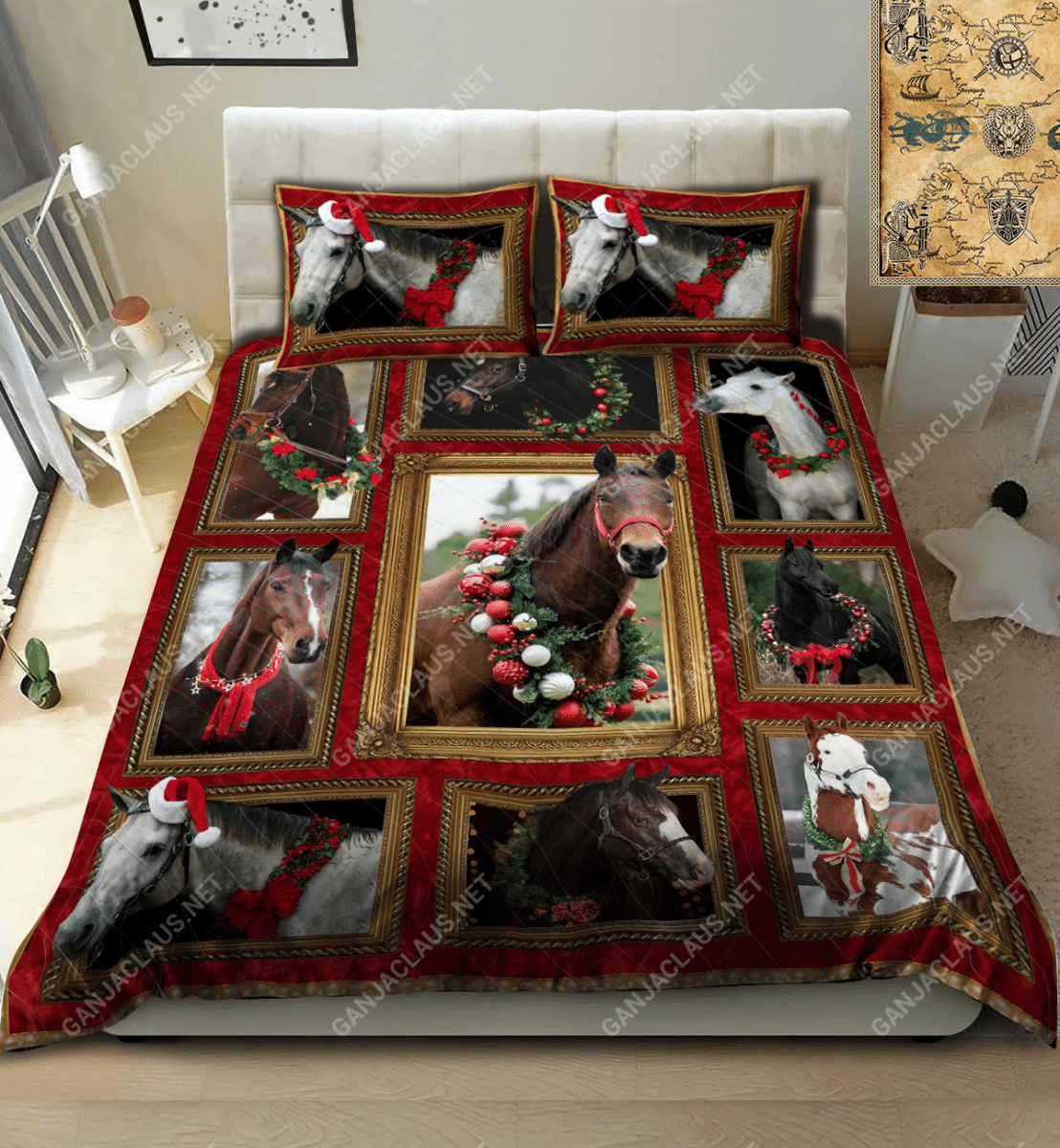 Horse Christmas Bedding Set