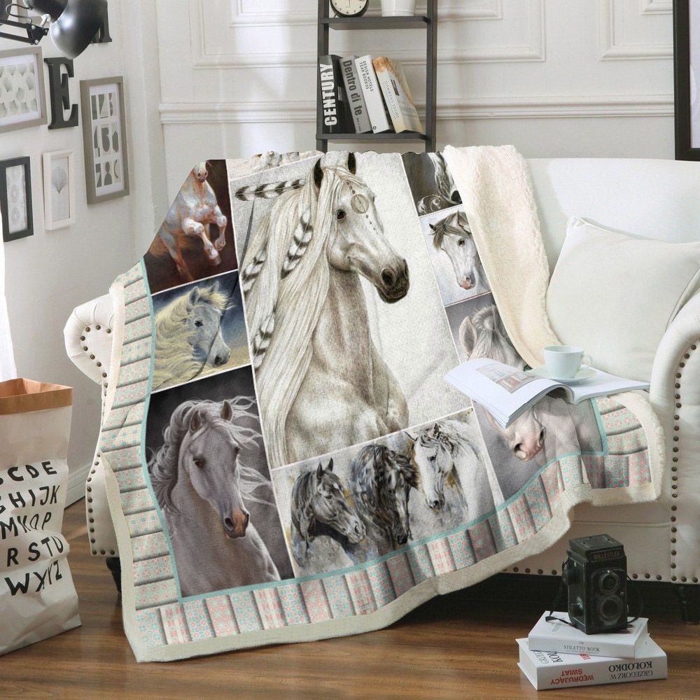 Horse Sherpa Fleece Blanket