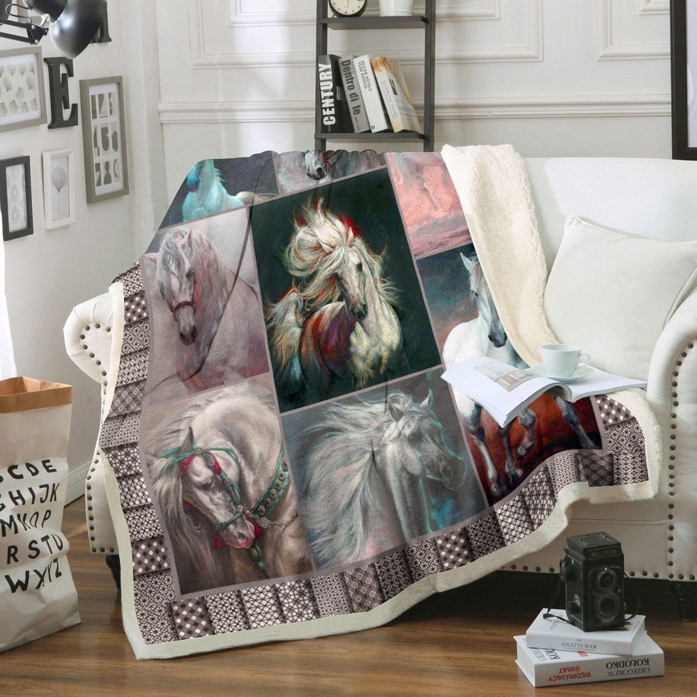 Horse Sherpa Fleece Blanket