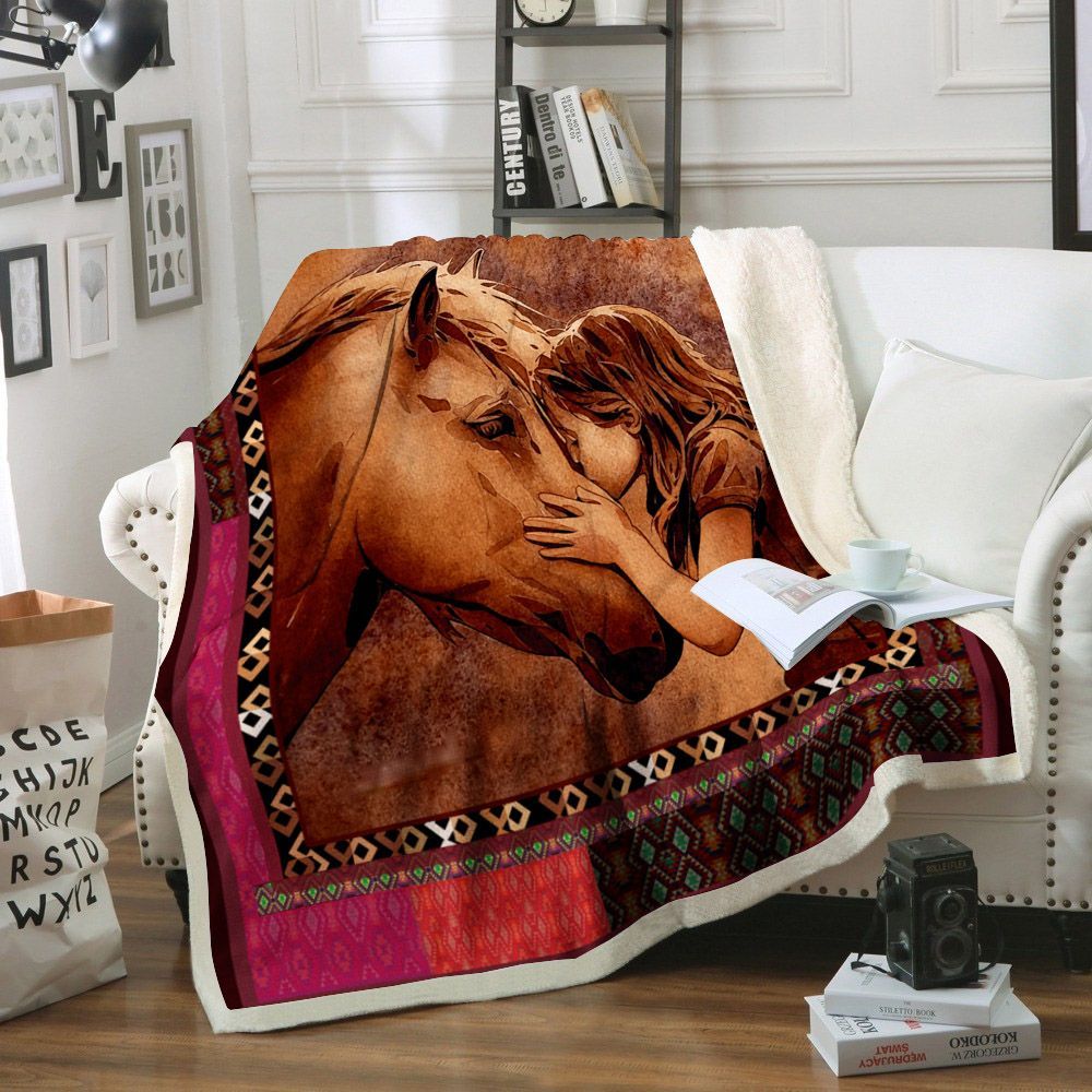 Horse Sherpa Fleece Blanket