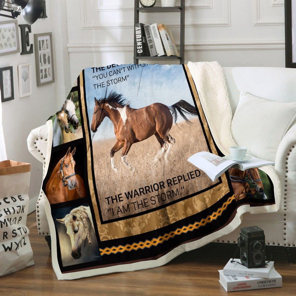 Horse Sherpa Fleece Blanket