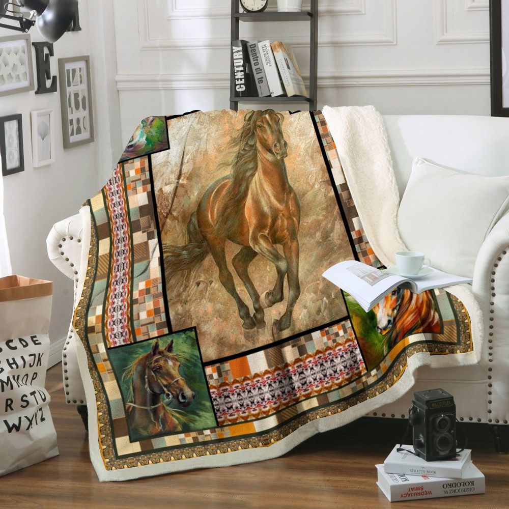 Horse Sherpa Fleece Blanket
