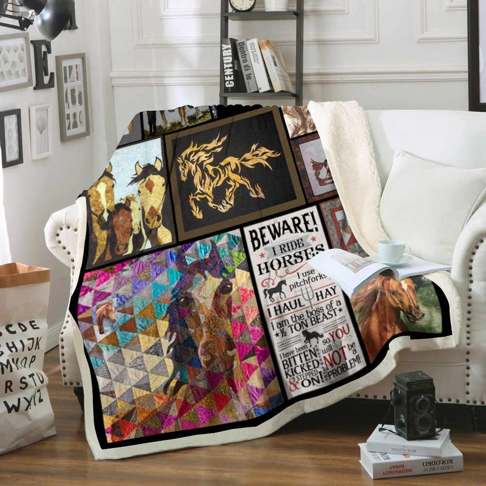 Horse Sherpa Fleece Blanket