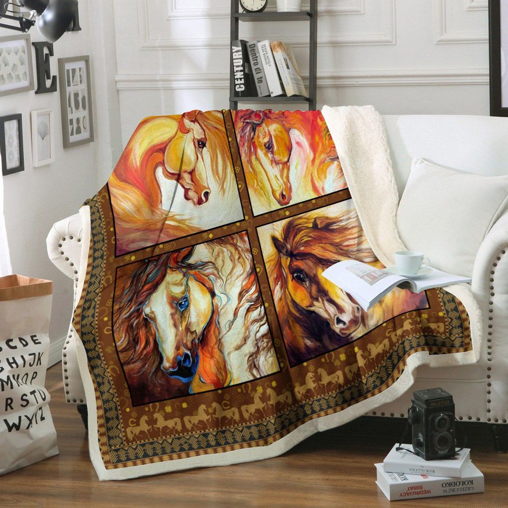Horse Sherpa Fleece Blanket
