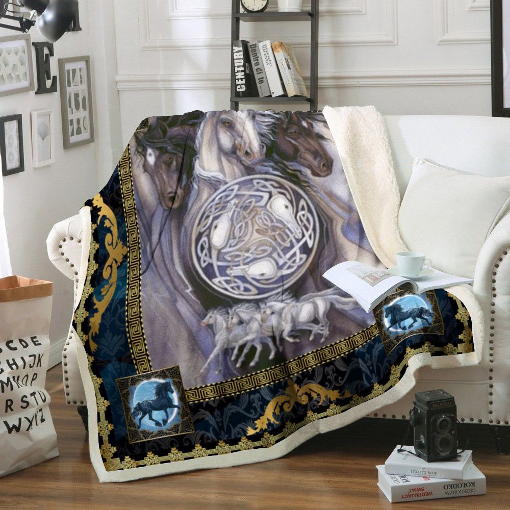 Horse Sherpa Fleece Blanket