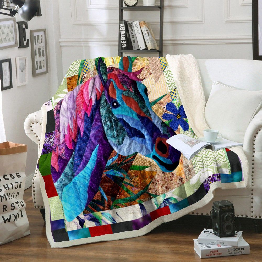 Horse Sherpa Fleece Blanket
