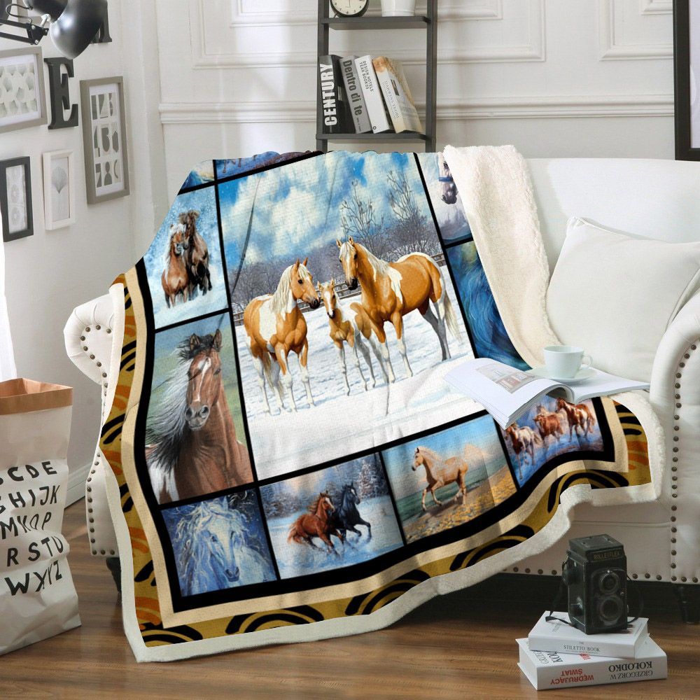Horse Sherpa Fleece Blanket