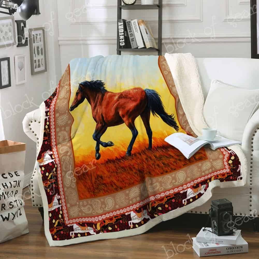 Horse Sherpa Fleece Blanket