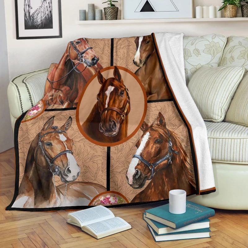 Horse Sherpa Fleece Blanket