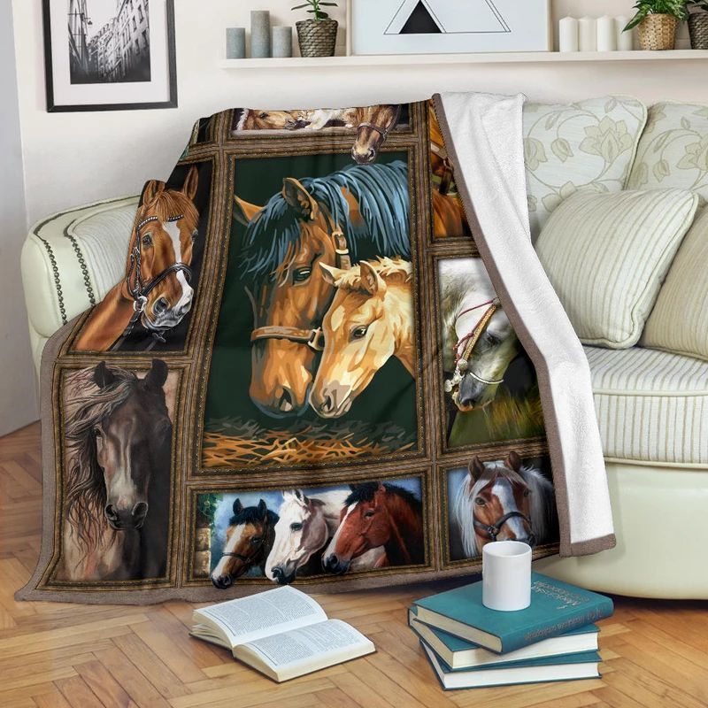 Horse Sherpa Fleece Blanket