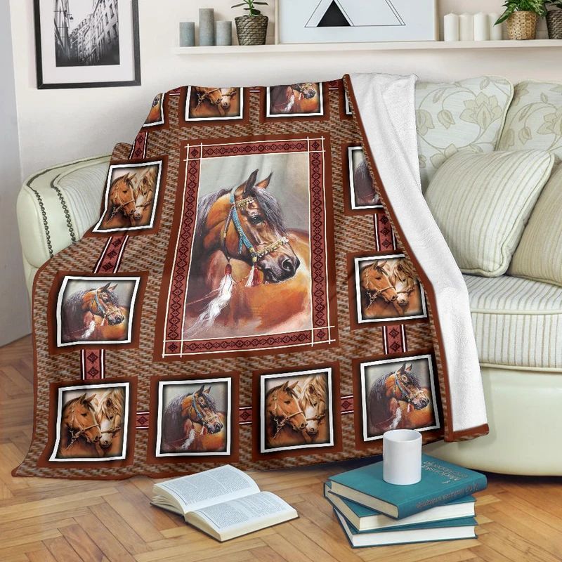 Horse Sherpa Fleece Blanket