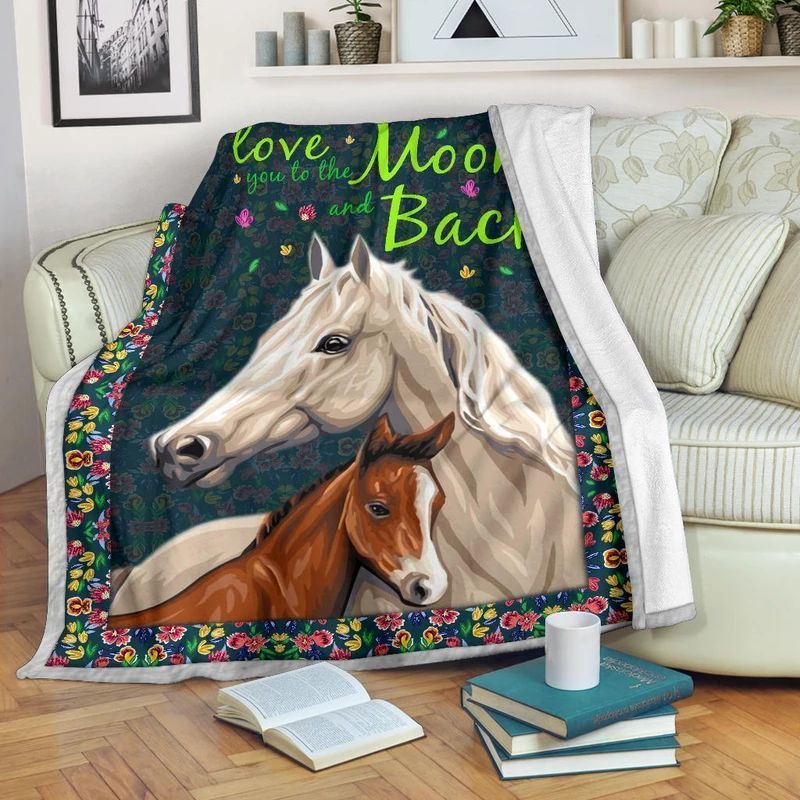 Horse Sherpa Fleece Blanket