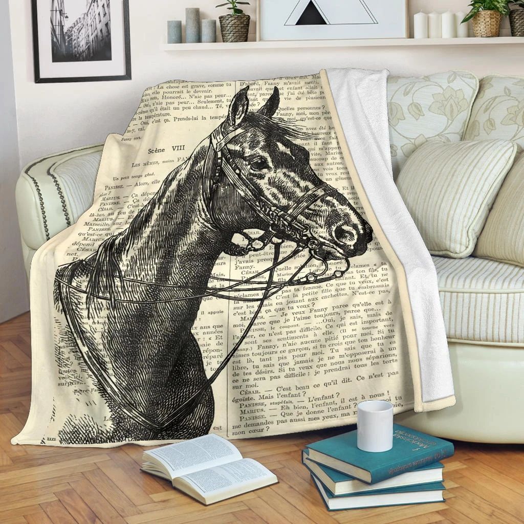 Horse Sherpa Fleece Blanket