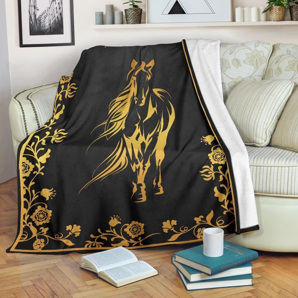 Horse Sherpa Fleece Blanket